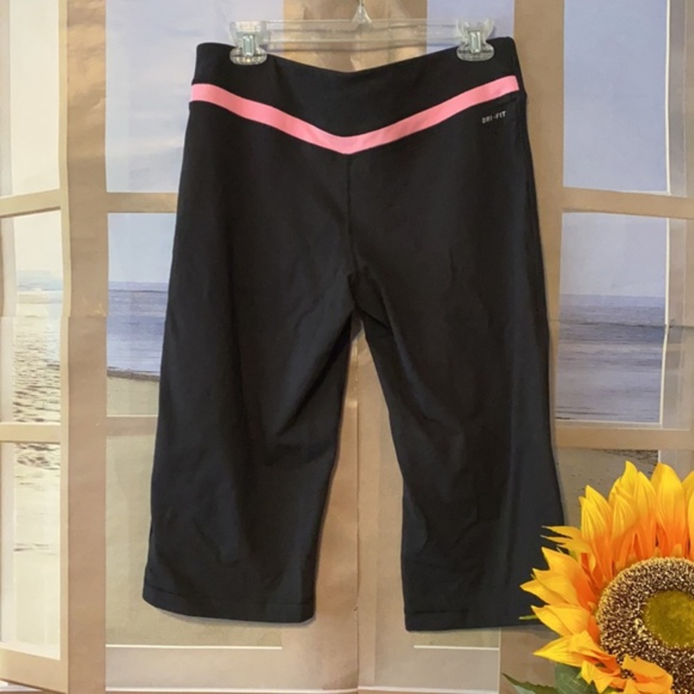 Nike Dri-FIT Womens L Black Pink Capri Cropped Workout Running Pants